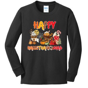 Happy Hallothanksmas Coffee Kids Long Sleeve Shirt