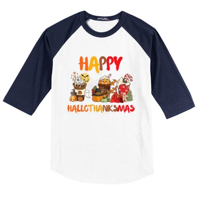 Happy Hallothanksmas Coffee Baseball Sleeve Shirt