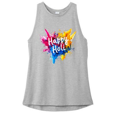 Happy Holi Color India Hindu Gifts Ladies PosiCharge Tri-Blend Wicking Tank