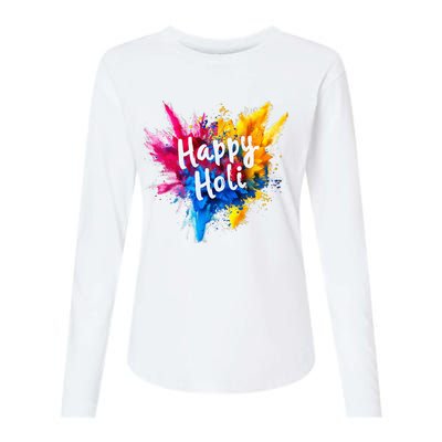 Happy Holi Color India Hindu Gifts Womens Cotton Relaxed Long Sleeve T-Shirt