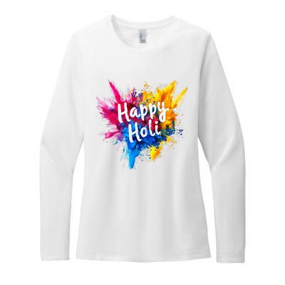 Happy Holi Color India Hindu Gifts Womens CVC Long Sleeve Shirt