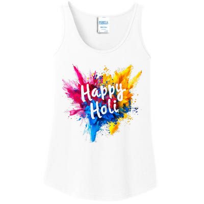 Happy Holi Color India Hindu Gifts Ladies Essential Tank