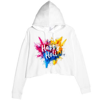 Happy Holi Color India Hindu Gifts Crop Fleece Hoodie