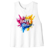 Happy Holi Color India Hindu Gifts Women's Racerback Cropped Tank