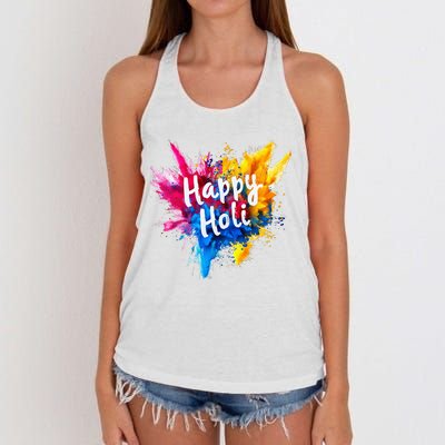 Happy Holi Color India Hindu Gifts Women's Knotted Racerback Tank