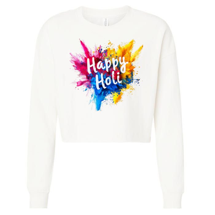 Happy Holi Color India Hindu Gifts Cropped Pullover Crew