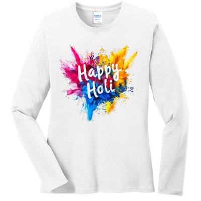 Happy Holi Color India Hindu Gifts Ladies Long Sleeve Shirt