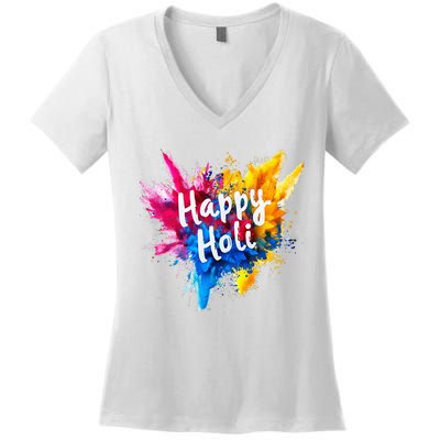 Happy Holi Color India Hindu Gifts Women's V-Neck T-Shirt