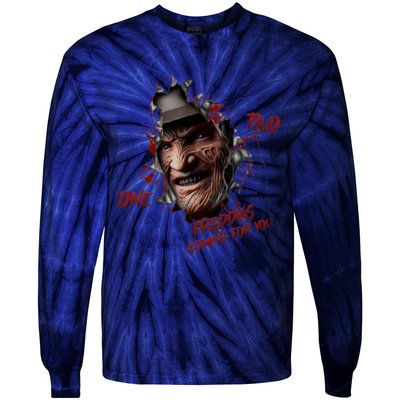 Halloween Horror Character Friends Coming For You Freddy Tie-Dye Long Sleeve Shirt