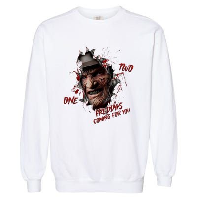 Halloween Horror Character Friends Coming For You Freddy Garment-Dyed Sweatshirt