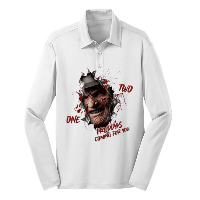 Halloween Horror Character Friends Coming For You Freddy Silk Touch Performance Long Sleeve Polo