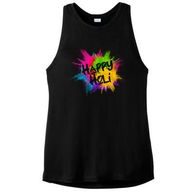 Happy Holi Celebrate Hindu Holiday Ladies PosiCharge Tri-Blend Wicking Tank