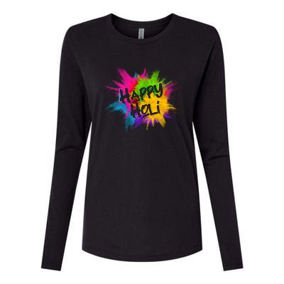 Happy Holi Celebrate Hindu Holiday Womens Cotton Relaxed Long Sleeve T-Shirt