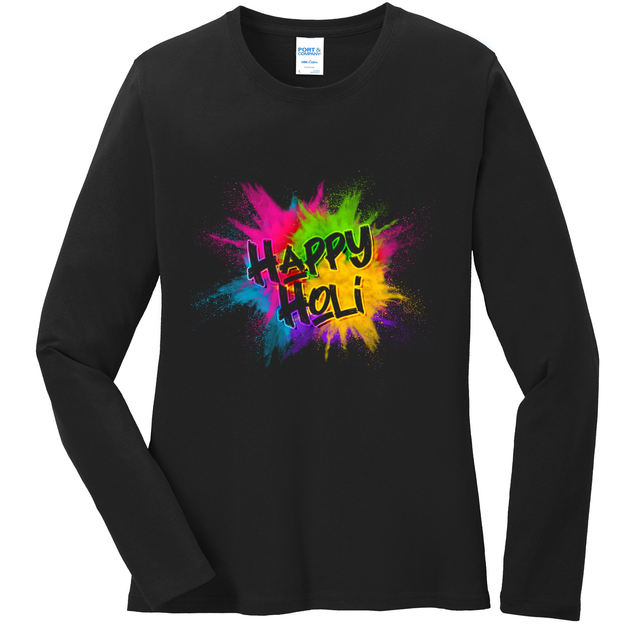 Happy Holi Celebrate Hindu Holiday Ladies Long Sleeve Shirt