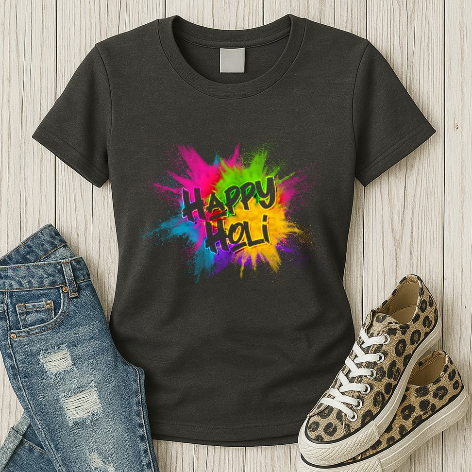 Happy Holi Celebrate Hindu Holiday Womens T-Shirt