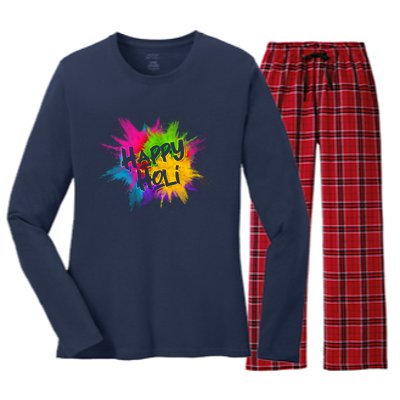 Happy Holi Celebrate Hindu Holiday Women's Long Sleeve Flannel Pajama Set 