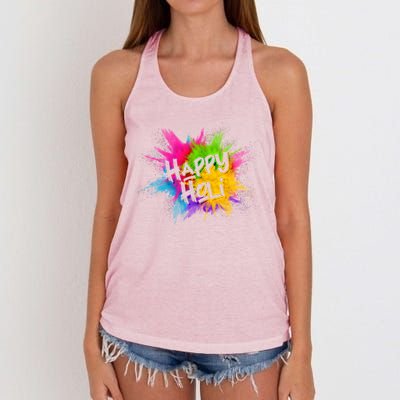 Happy Holi Celebrate Hindu Holiday Women's Knotted Racerback Tank