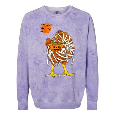 Hilarious Halloween Costume for Farmers Chicken Mummy Colorblast Crewneck Sweatshirt