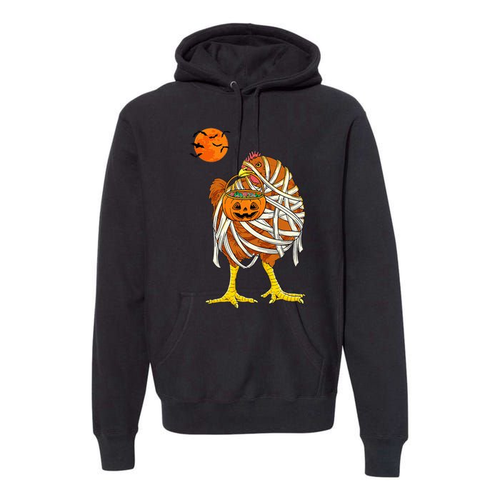 Hilarious Halloween Costume for Farmers Chicken Mummy Premium Hoodie