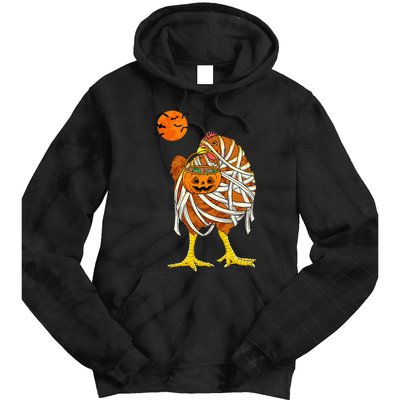 Hilarious Halloween Costume for Farmers Chicken Mummy Tie Dye Hoodie