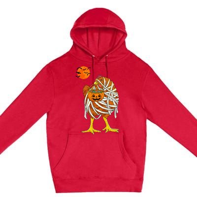 Hilarious Halloween Costume for Farmers Chicken Mummy Premium Pullover Hoodie