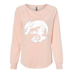 Horse Halloween Costume Moon Silhouette Creepy Horror Womens California Wash Sweatshirt