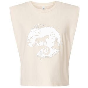 Horse Halloween Costume Moon Silhouette Creepy Horror Garment-Dyed Women's Muscle Tee