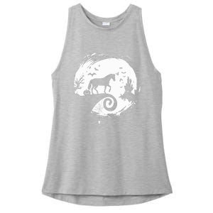 Horse Halloween Costume Moon Silhouette Creepy Horror Ladies PosiCharge Tri-Blend Wicking Tank