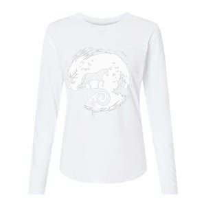 Horse Halloween Costume Moon Silhouette Creepy Horror Womens Cotton Relaxed Long Sleeve T-Shirt