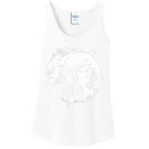 Horse Halloween Costume Moon Silhouette Creepy Horror Ladies Essential Tank