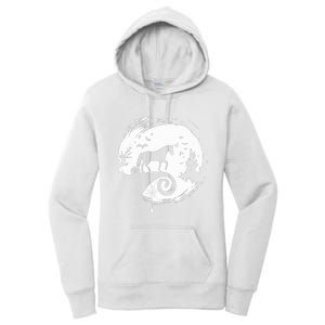 Horse Halloween Costume Moon Silhouette Creepy Horror Women's Pullover Hoodie