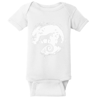 Horse Halloween Costume Moon Silhouette Creepy Horror Baby Bodysuit