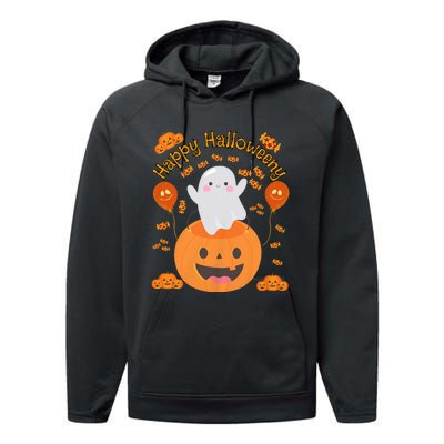 Happy Halloweeny Cute Boy And Girl Costume As A Ghost Performance Fleece Hoodie