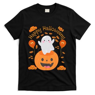 Happy Halloweeny Cute Boy And Girl Costume As A Ghost T-Shirt