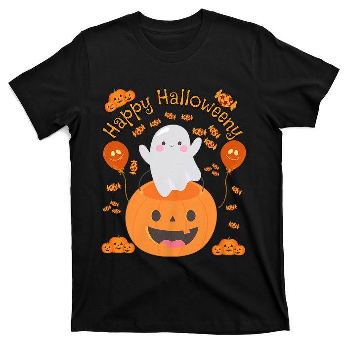 Happy Halloweeny Cute Boy And Girl Costume As A Ghost T-Shirt