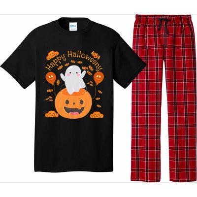 Happy Halloweeny Cute Boy And Girl Costume As A Ghost Pajama Set