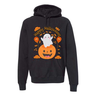 Happy Halloweeny Cute Boy And Girl Costume As A Ghost Premium Hoodie