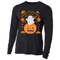 Happy Halloweeny Cute Boy And Girl Costume As A Ghost Cooling Performance Long Sleeve Crew