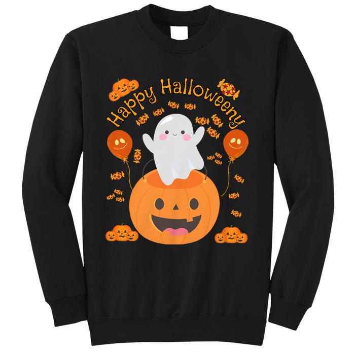 Happy Halloweeny Cute Boy And Girl Costume As A Ghost Tall Sweatshirt