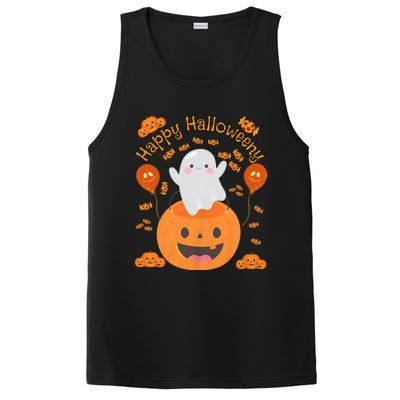 Happy Halloweeny Cute Boy And Girl Costume As A Ghost PosiCharge Competitor Tank