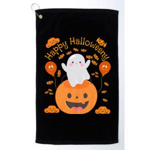 Happy Halloweeny Cute Boy And Girl Costume As A Ghost Platinum Collection Golf Towel