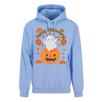 Happy Halloweeny Cute Boy And Girl Costume As A Ghost Unisex Surf Hoodie