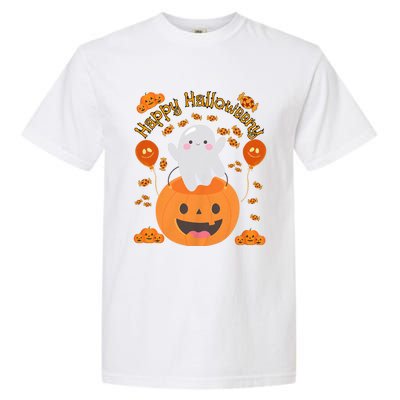 Happy Halloweeny Cute Boy And Girl Costume As A Ghost Garment-Dyed Heavyweight T-Shirt