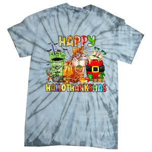 Happy Hallothanksmas Coffee Latte Halloween Thanksgiving  Tie-Dye T-Shirt