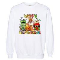 Happy Hallothanksmas Coffee Latte Halloween Thanksgiving  Garment-Dyed Sweatshirt