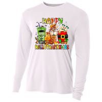 Happy Hallothanksmas Coffee Latte Halloween Thanksgiving  Cooling Performance Long Sleeve Crew