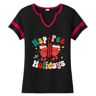 Happee Holiday Christmas Santa Kidney Nephrology Technician Ladies Halftime Notch Neck Tee