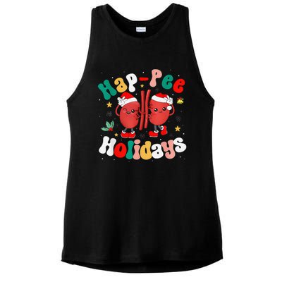 Happee Holiday Christmas Santa Kidney Nephrology Technician Ladies PosiCharge Tri-Blend Wicking Tank