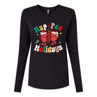 Happee Holiday Christmas Santa Kidney Nephrology Technician Womens Cotton Relaxed Long Sleeve T-Shirt