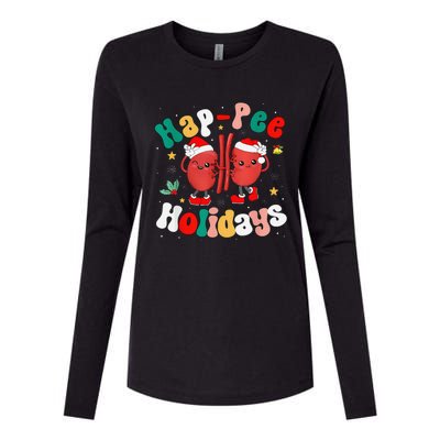 Happee Holiday Christmas Santa Kidney Nephrology Technician Womens Cotton Relaxed Long Sleeve T-Shirt